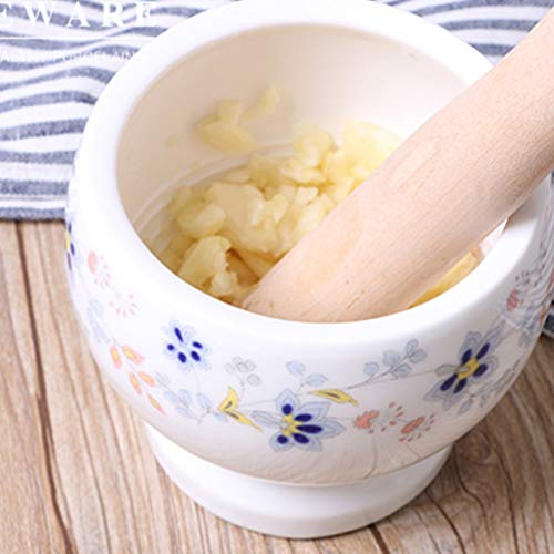 Hemoton Conjunto de Almofariz E Pilão Cerâmica Guacamole Tigela para Especiarias Temperos Pastas Pes