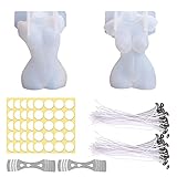 Jooheli Molde de silicona 3D, Mujeres Cuerpo del Molde de Silicona, 2 Piezas 3D Moldes de Silicona Traje con 100 Mechas para Velas para Decoración Artesanal/Decoración de Estatua de Bricolaje