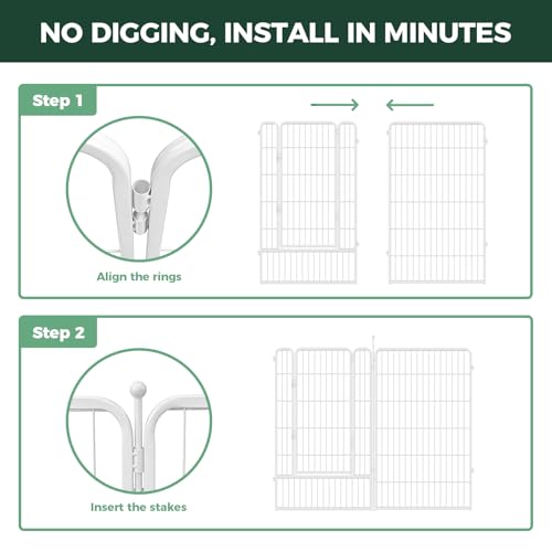 Image of FXW Garden Fence Outdoor for the Yard - 45in(H) x 18.2ft(L) Heavy Duty Metal Animal Barrier for Dog, No Dig Decorative Dog Fence, 8 Panels, White