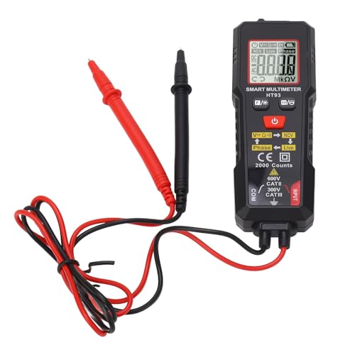 HT93 Digital Multimeter Voltage Tester with 4000 Counts Automatic Recognition for AC DC Voltage Resistance Continuity Phase Sequence and Live Wire Detection with Non Contact Test