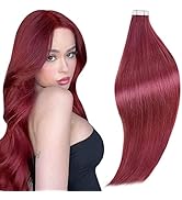 12 Inch Tape in Hair Extensions Human Hair Burgundy Wine Red Hair Extensions Tape in Hair 12 Inch...