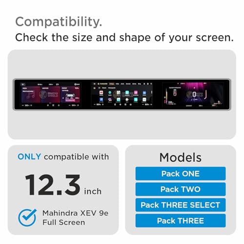 Image of Spartan Shield MATTE [2 PACK] Screen Protector For MAHINDRA XEV 9E 2026 Electric SUV || 12.3 Inch Full Touchscreen Display Guard + Storage Panel Film || Accurate Fit For 9 E Pack One, Pack Two , Pack Three & 3 Select Models || Anti Scratch || Water Repellant || With Complimentary Installation Kit || Bubble Free Application || XEV9E | XEV9S Digital Instrument Cluster Protective Film || XEV9E 2025 Car Stereo Accessories [Not Tempered Glass]