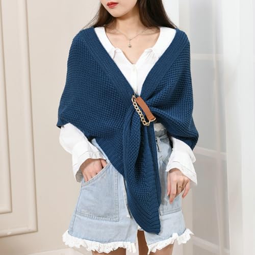 Triangle Shawl Knitted Winter Scarf and Wraps Crochet Ponchos Loose Cloak Scarf Soft Batwing Sleeves Shawl3