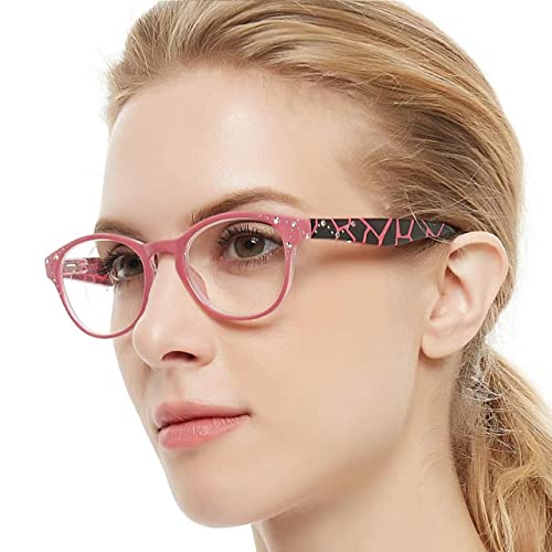 OCCI CHIARI Womens Reading Glasses 1.25 Oval Frame Readers Comfotable Magnifying Glasses for Women Spring Hinge (Pink, 125)