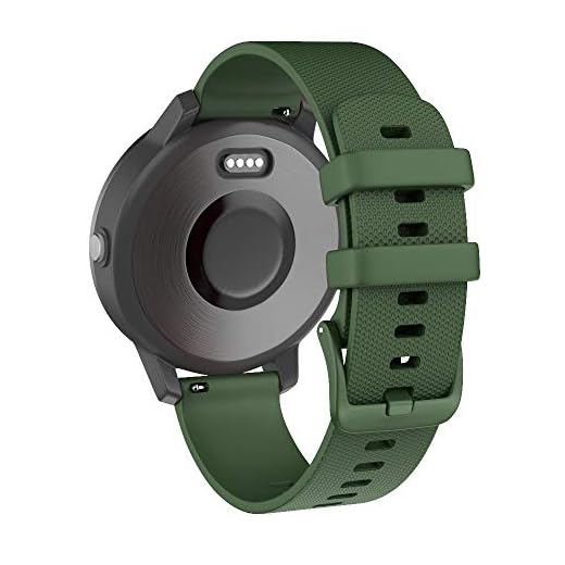 Isabake Klockarmband för Garmin Vivoactive 4/Active/Samsung Galaxy Watch 46mm/Gear S3 Frontier/Classic snabbfrigörande silikon klockarmband (armégrön)