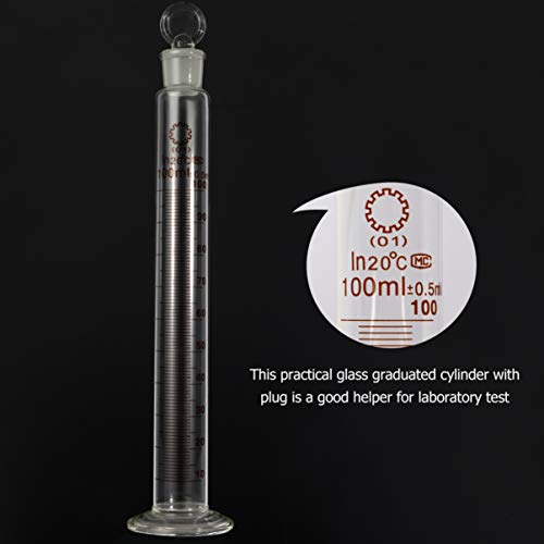UKCOCO Cilindros de Medição Graduados de Vidro Com Plugue Cilindros de Borosilicato de 100Ml para Ex
