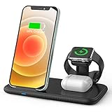 ワイヤレス充電器 4in1充電器 急速充電 充電スタンド 置き型充電器 ワイヤレスチャージャー USBポート付きiphone充電器 QI認証済5W/7.5W/10W/15W出力 iPhone/apple Watch/Airpods その他Qi対応機種適用 置くだけ充電 家族用