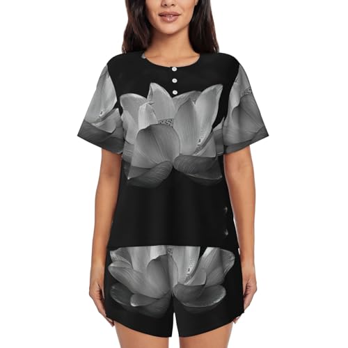 Pyjama floral 2 pièces femme col rond avec poches pour des nuits douces
