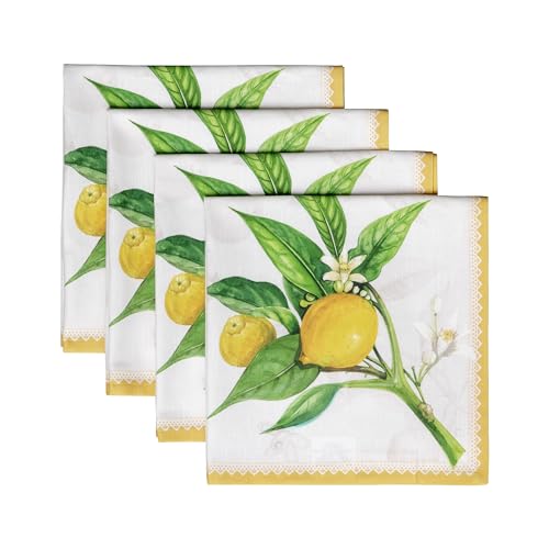 Maison d' Hermine Cloth Napkins Set of 4 100% Cotton Everyday Reusable Square Napkins Cloth Washable Dinner Party Wedding Restaurant Easter Decorations Spring/Summer (Limoncello, 20' x 20')
