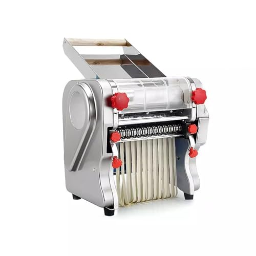 Thaweesuk Shop Silver Commercial Electric Dough Roller Noodle Pasta Dumpling Maker Machine 110V Sheeter Automatic Making Press Durable Adjustable Stainless Steel 16.5''L x 12.2