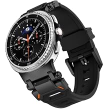 WINGLE for Galaxy Watch 8/8 Classic/Watch Ultra Bands 47mm 40/44/46mm Samsung Men Silicone Rubber Sport Bands Rugged Durable Armor Military Band with Stainless Steel Metal Connector