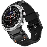 WINGLE Compatible for Galaxy Watch 8/8 Classic Band Samsung Galaxy Watch 8 44mm 40mm 46mm Men Sport Bands Military Rugged Durable Armor Silicone Rubber Strap Stainless Steel Metal Connector, Black