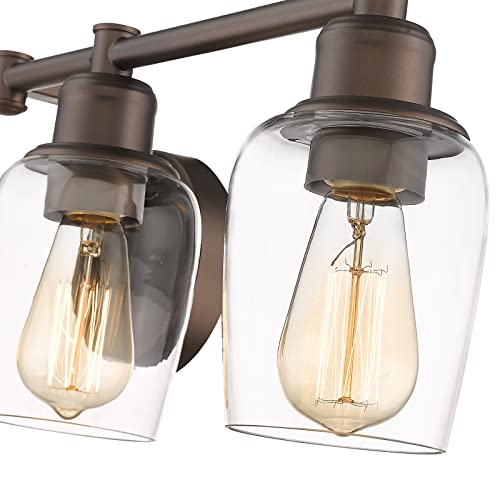 Emliviar 4-Light Bathroom Vanity Light, Oil Rubbed Bronze Finish with Clear Glass Shade, 6005-4 ORB