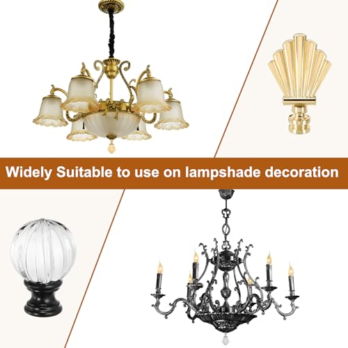 Image of PATIKIL 1 /4-27 Lamp Finial Cap for Lampshade Harp Top, Cap Nut Screw Cap Knob Clear Pumpkin Ball Shaped Crystal Lamp Shade Decoration for Table Floor Lamp, Black
