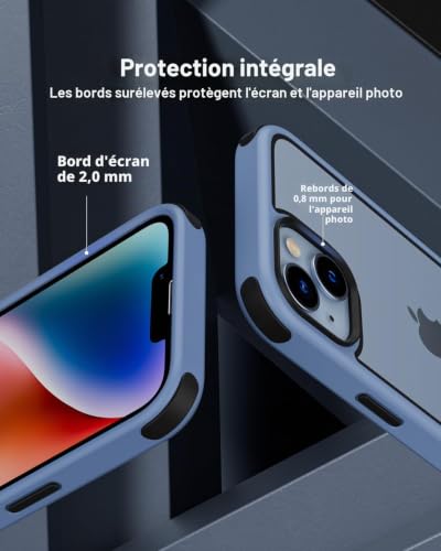 Coque iPhone 14 silicone antichoc pro MobNano etui transparent premium bleu noir - 4