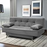Sofá Cama 1,80m França Suede Cinza Adonai Estofados
