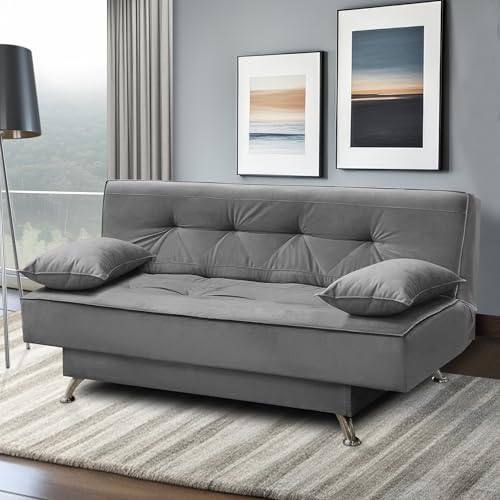 Sofá-Cama 1,80m França Suede Cinza Adonai Mobiliário Estofado