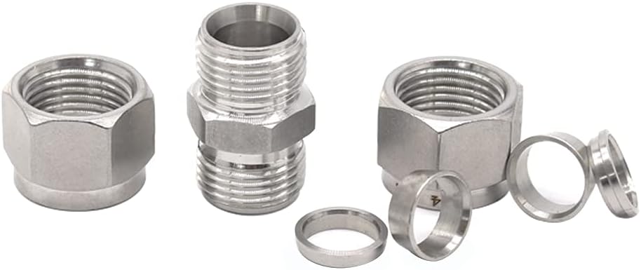 Metalwork Metric 304 Stainless Steel Compression Union Tube Fitting, 3mm Tubing OD (2 Pcs)