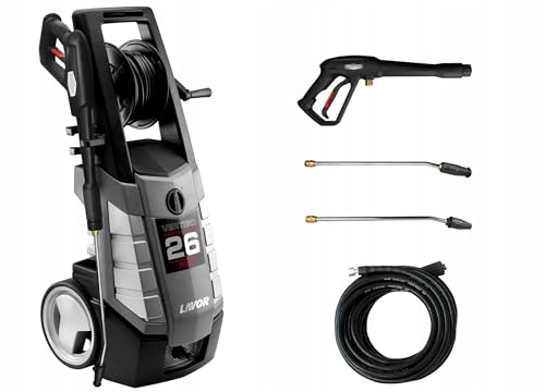 LAVOR Vertigo - Idropulitrice Vertigo 26 PRO 170 Bar, motore a induzione 2600 W, pompa in ottone, 540 l/h, con funzione di aspirazione dell'acqua, sistema ASS, avvolgitubo, pulizia perfetta per auto e