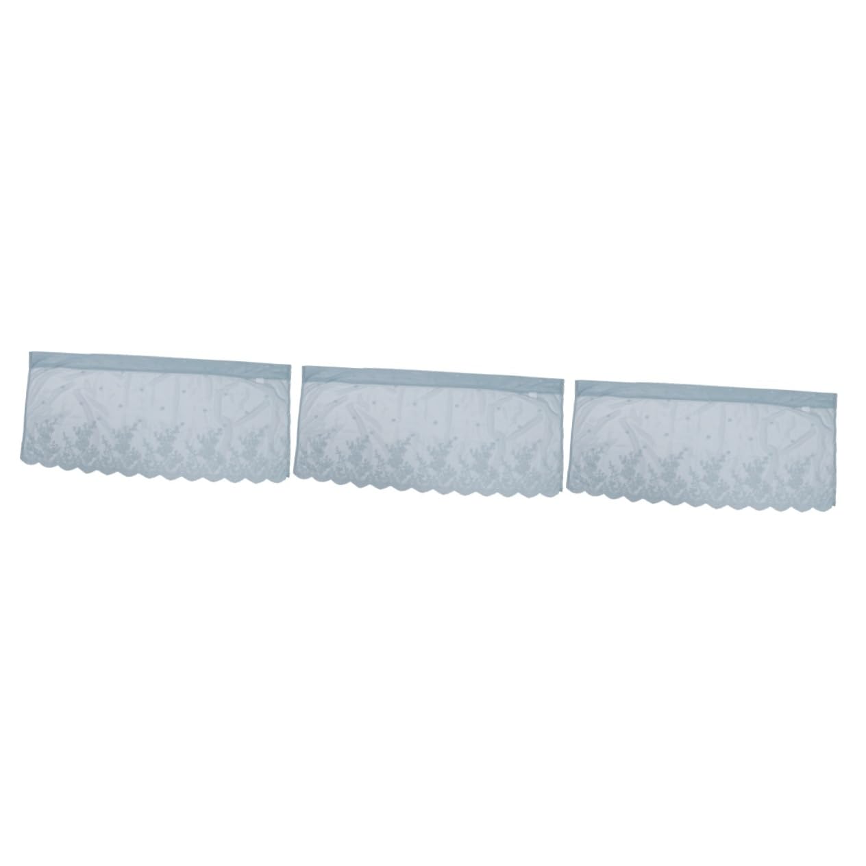 IMIKEYA 3pièces Petit Voilage Dentelle Bleue pour Fenêtre Et Cuisine Rideau Court Tulle Pratique Et Élégant