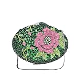 NFEKLFI bolsos Flores de noche Bolso de noche con cristales verdes y flores for mujer, tipo clutch, for fiesta, minibolso mano cadena for el día for party