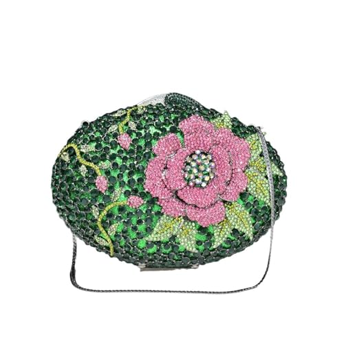 Pochette de fête verte en cristaux sac de soirée haut de gamme orné de fleurs en relief