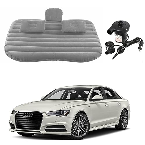 Image of Oshotto Multifunctional Car Travel Bed Mattress with Two Air Pillows, Car Air Pump Compatible with Audi A6 (Grey)