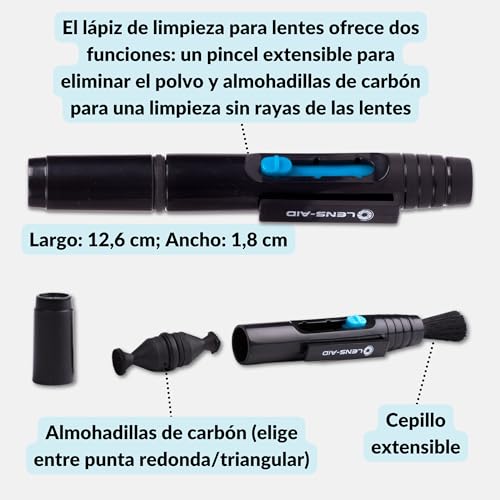 Lens-Aid Lápiz de Limpieza Doble Con Cepillo y 2 Almohadillas de Terciopelo Para Lentes, Filtros, Cámara, DSLR, Óptica - imagen 3