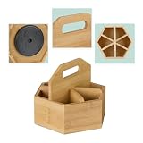 Relaxdays Uchwyt na długopisy, bambus, obrotowy organizer na biurko, wys. x szer. x gł.: 15 x 17 x 19 cm, długopis i nożyczki, uchwyt na pędzle, naturalny