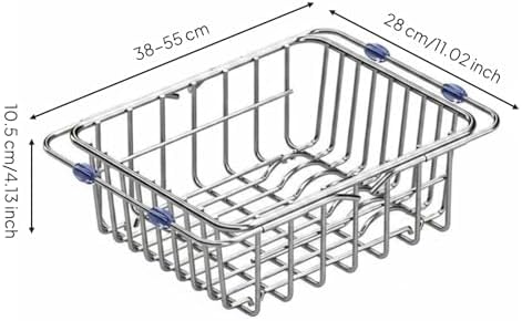 Baoblaze Drain Basket Expandable Sink Rack Dish, Silver, Natural Color - Retractable, Large - 2