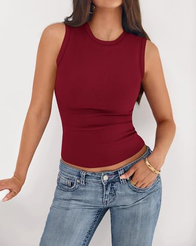 Image of BTFBM High Neck Tank Top for Women Sleeveless Ribbed Y2k Clothes Basic Shirts Going Out Outfits Spring Summer Tops 2026