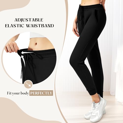 Stanpetix Jogginghose Damen Winter - Sporthosen für Frauen Plüsch Gefüttert Warme High Waist Sweatpants (Schwarz,M)