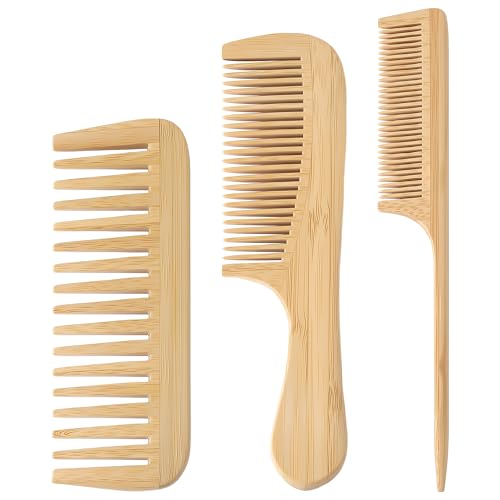 Set de 3 Peines de Bambú Natural Antiestático miniatura 1
