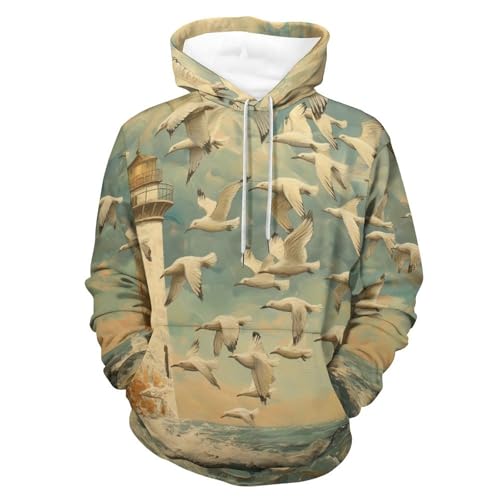 Hoodie Oiseau au Phare Sweat à Capuche Manches Longues Taille S