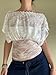 Women Sexy See Through Sheer Mesh Lace Top Multifunctional Button Drape Going Out Top Fashion Blouse Outfits (White, S)