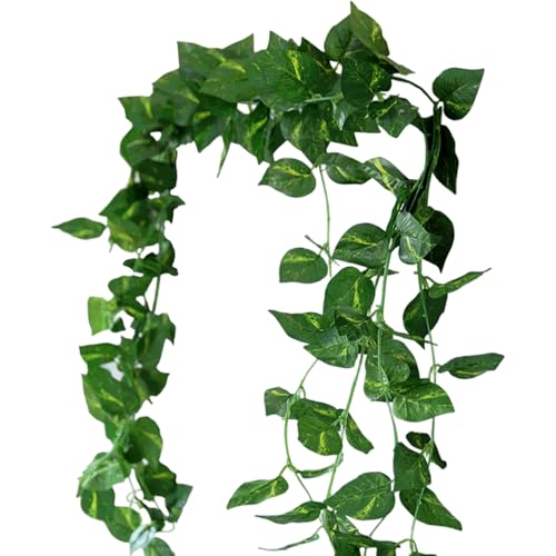 Guirnalda Verde 4pcs 98 Pulgadas de 98 Pulgadas Epipremnum aureum Garra de Hoja de lámina de bajo Mantenimiento de vides de Seda para Puerta, Ventana, repisa, Escalera, Escalera