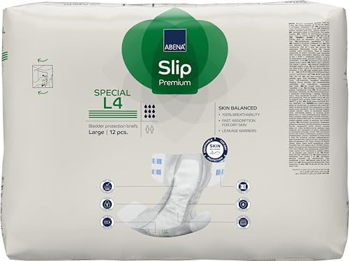 Image of Abena Classic Design Adult Diapers, Slip Special Premium Incontinence Briefs, Heavy Absorbency, Level 4, Large, 12 Count