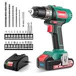 HYCHIKA Cordless Drill Driver 2.0Ah, 26Pcs Combi Drill Accessories, 35Nm Max with 21+1 Torque Fast Charger for DIY Home Garden Projects