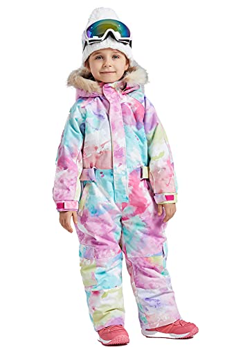 Image of Kids Girls Boys Waterproof Colorful One Piece Snowsuits Coveralls Ski Suits Jackets Winter Jumpsuits