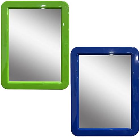 CEREM Magnetic Make-up Mirror, Refrigerator Whiteboard Office Cabinet Toolbox School, Gym Locker Accessory 5" x 7" (Blue & Green)
