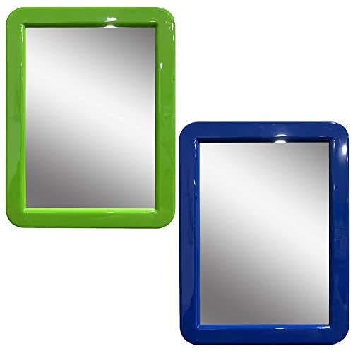 Cerem Magnetic Make-Up Mirror, Refrigerator Whiteboard Office Cabinet Toolbox School, Gym Locker Accessory 5" X 7" (Blue & Green) #TOP13