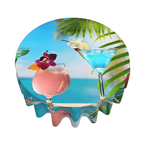 Nappe ronde de plage tropicale imperméable et nappe infroissable 152 cm - 4