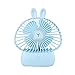 DC CLOUD Desk Fan Ventilador Mesa Dibujos Animados Mini Ventilador De Escritorio Portátil con Luces De Colores Recargable por USBadecuado para Familia Dormitorio Infantil Rabbit&Blue