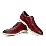 Meijiana Men Oxfords Shoes Casual Dress Shoes for Men Lightweight Lace Up Fashion Shoes, Red-06, 11 US