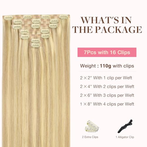 Image of GOO GOO Seamless Clip in Hair Extensions Real Human Hair Remy Extensions