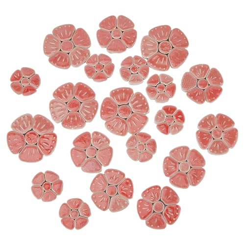 SUPERFINDINGS Piastrelle in ceramica smaltata a mosaico in porcellana smaltata, motivo floreale, 31 pezzi, piastrelle in porcellana cinese, mosaico in ceramica, pezzi per fai da te, decorazioni per