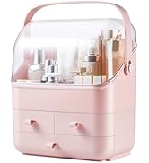 SUNFICON Preppy Skincare Organizers Pink Makeup Organizer Holder Beauty Cosmetic Storage Box Larg...