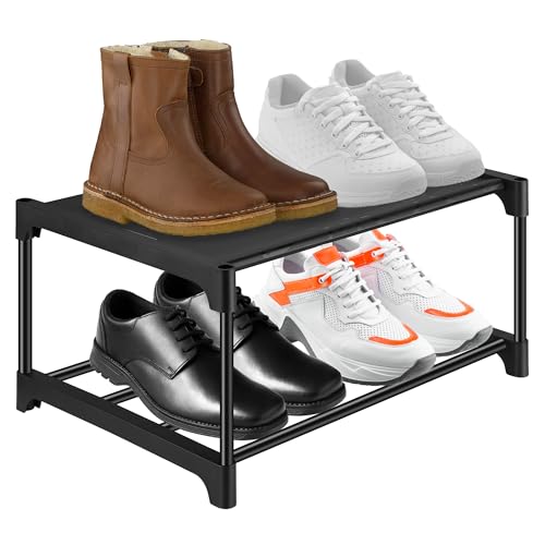 Fentar Estanteria Zapatos, 2 Nivel Ajustable Zapatero Entrada Recibido, Estable Zapateros Pequeño, Zapateros Recibidor Uso Acero Gruesos, Ahorrar Espacio Recibidores de Entrada Armario para Pasillo