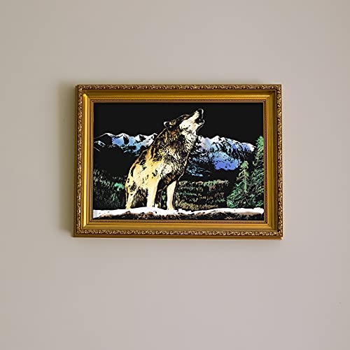 Miastar Scratch Art Animal Rainbow Painting Paper, Creative Foil Scratch Art Toys Gift, Engraving Art & Craft Sets, Diy Sketch Card Scratchboard For Kids & Adults - 16'' X 11.2'' With 3 Tools (Wolf) #TOP3