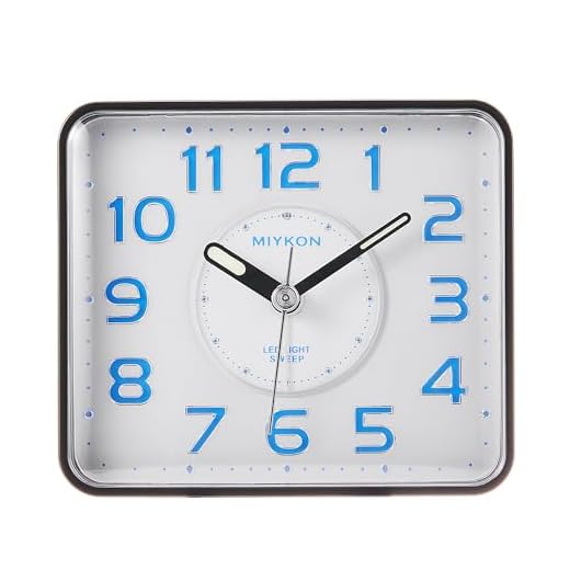Small Square Easy to Read Non Ticking Silent Sweep Analog Table Clock with Super LED Light and